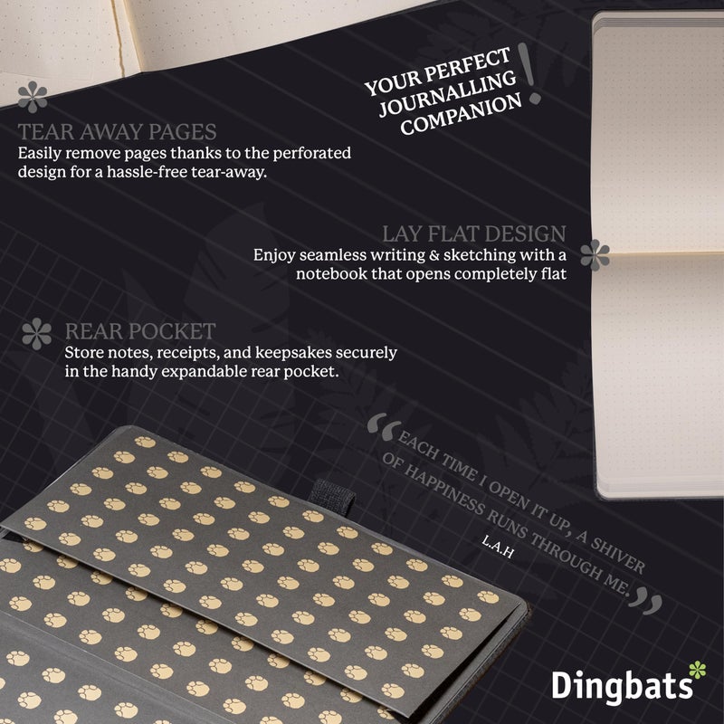 Dingbats* Notebooks Dingbats* Wildlife Grid Writing Journal Notebook A5 - Vegan Leather Hardcover - Ideal for Work  Travel - Pocket  Elastic Closure  & Bookmark - Image 5